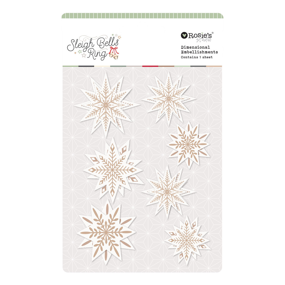 Rosie's Studio Sleigh Bells Ring Stars Dimensional Acetate Stickers