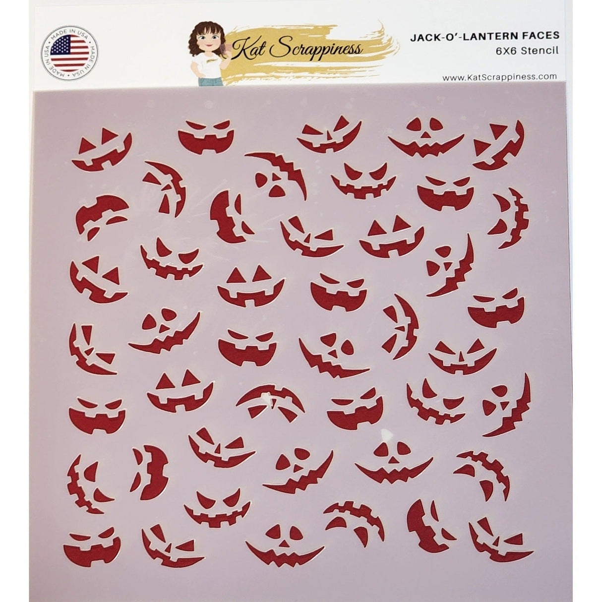 Jack-o'-lantern Faces 6x6 Stencil -