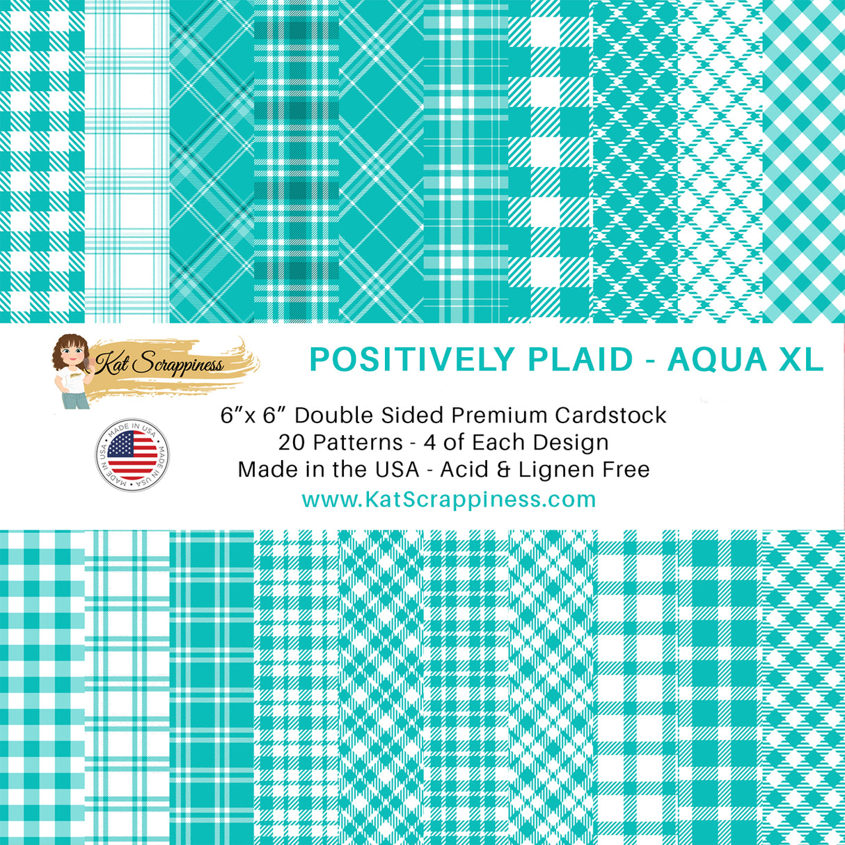 Positively Plaid 6x6 XL Paper Pack - Aqua