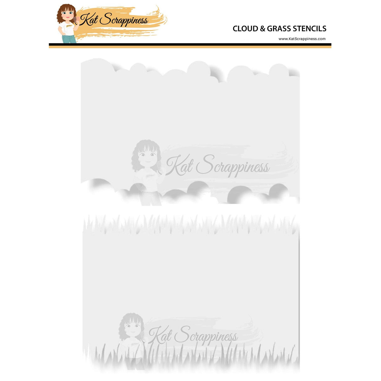 Clouds & Grass 6x6 Layered Stencils - 2pc