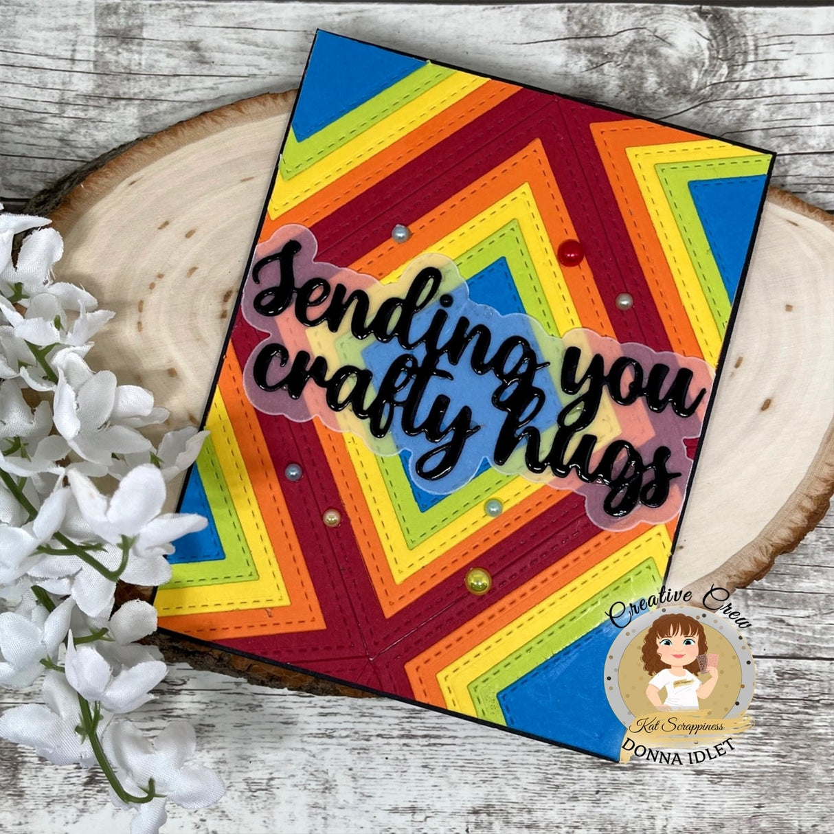 Sending You Crafty Hugs Word Die with Shadow