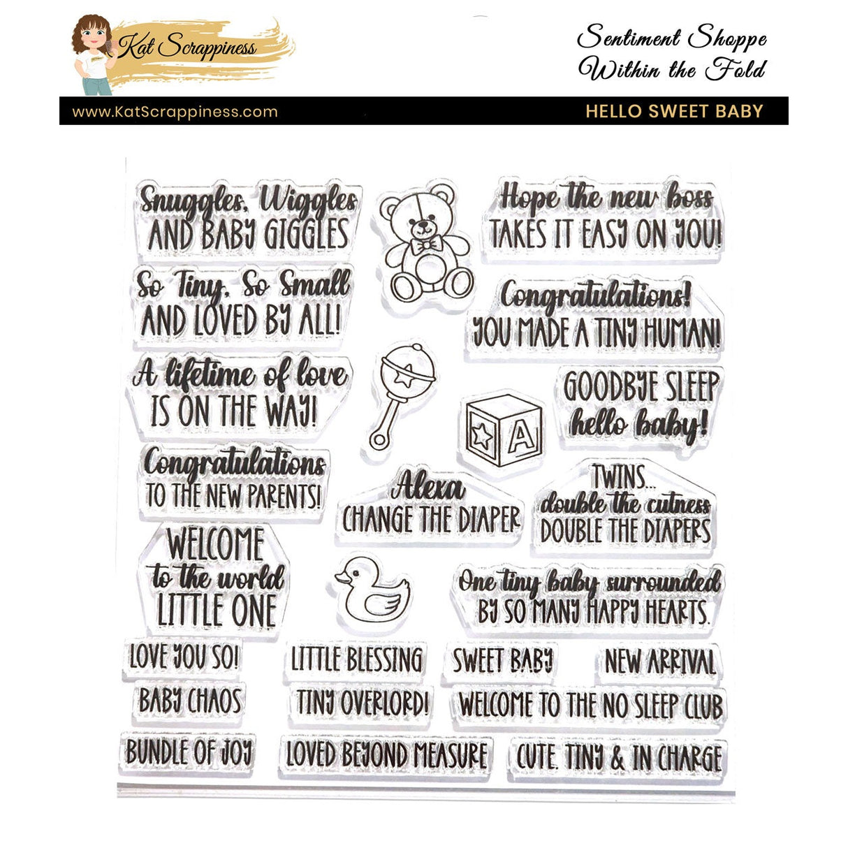 Sentiment Shoppe – Within the Fold: "Hello Sweet Baby" 6x6 Stamp Set - New Release!