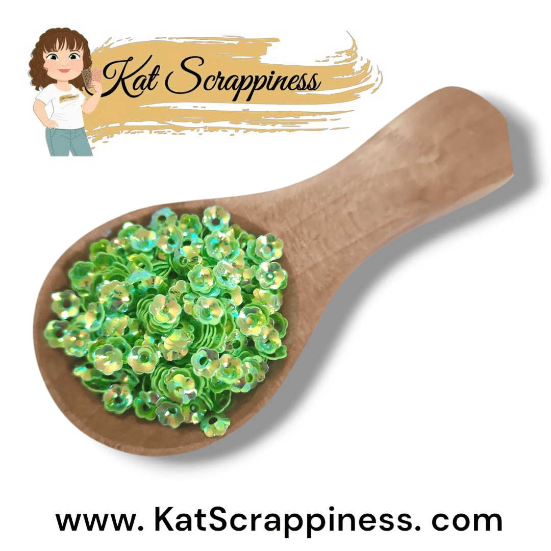 4mm Lime Green Flower Blossom Sequins