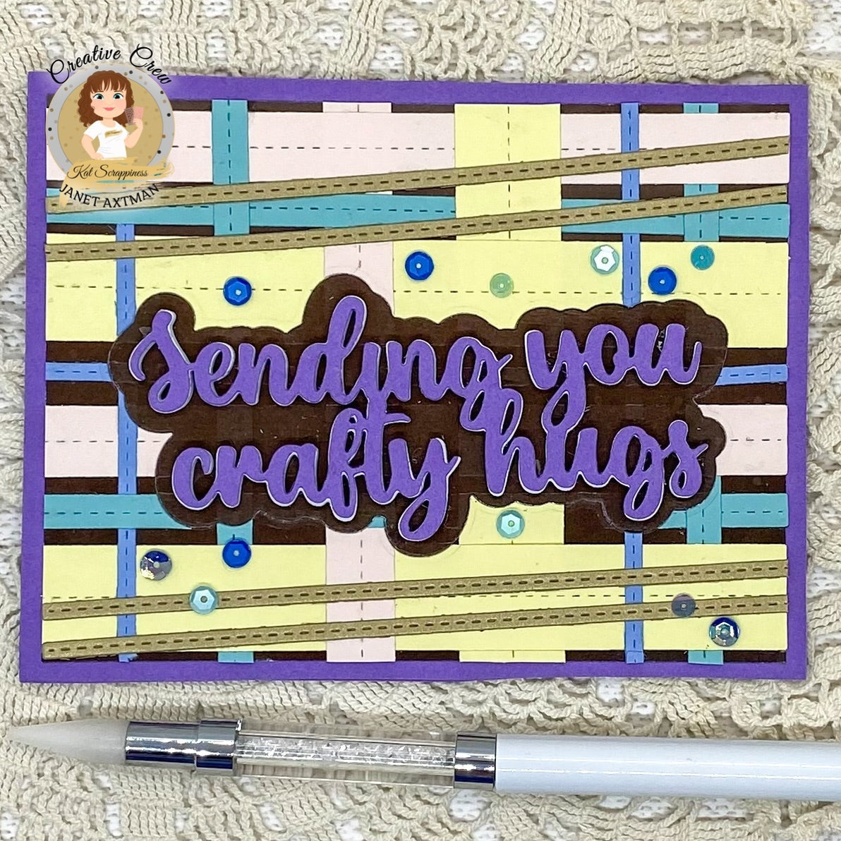 Sending You Crafty Hugs Word Die with Shadow