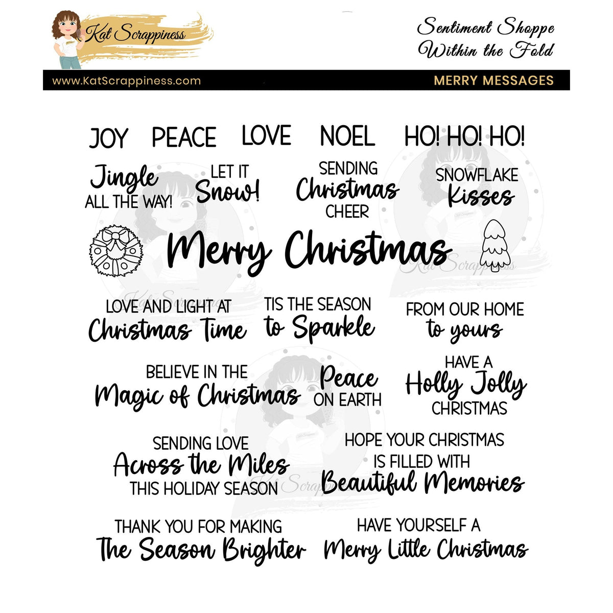 Sentiment Shoppe – Within the Fold: "Merry Messages" 6x6 Stamp Set