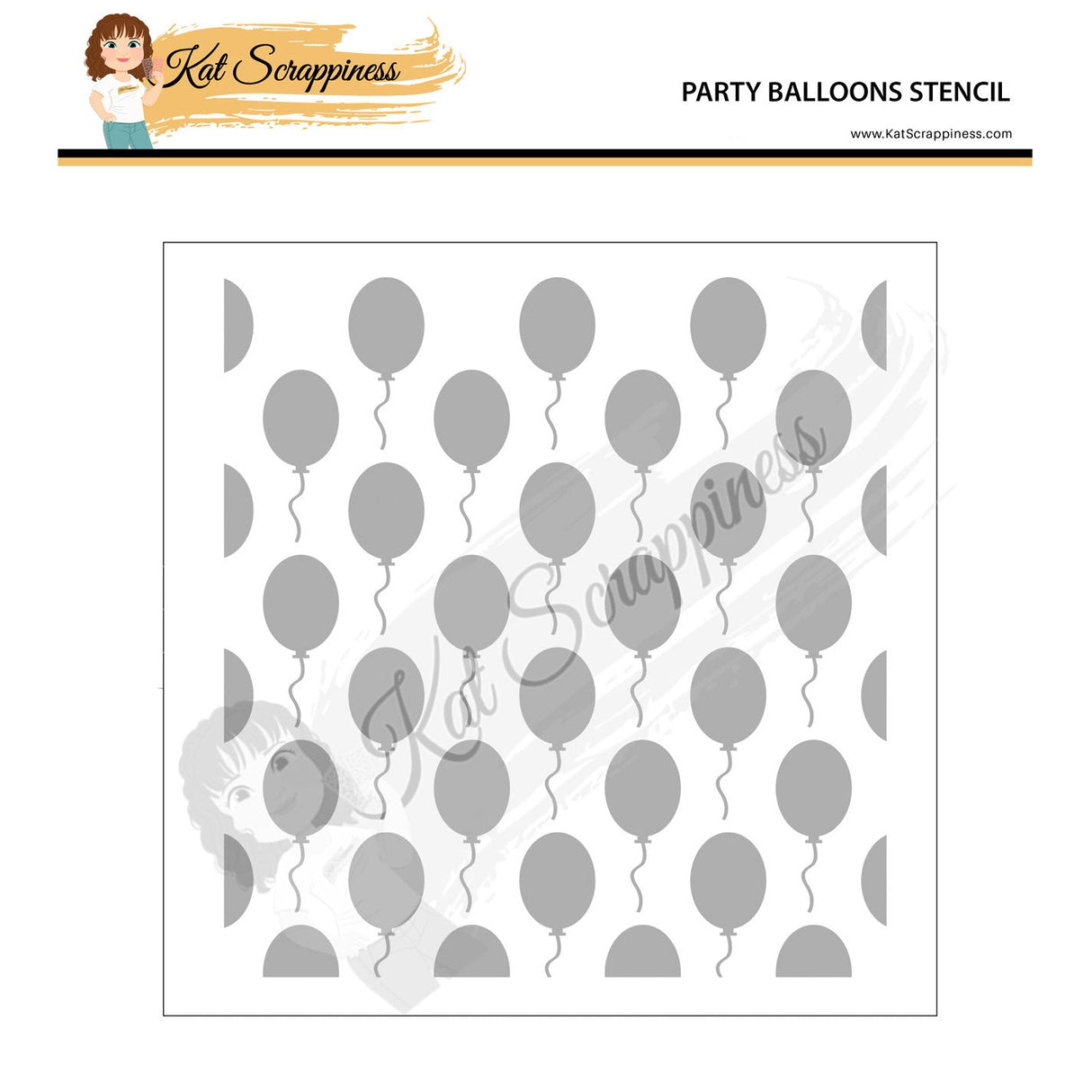 Party Balloons 6x6 Stencil