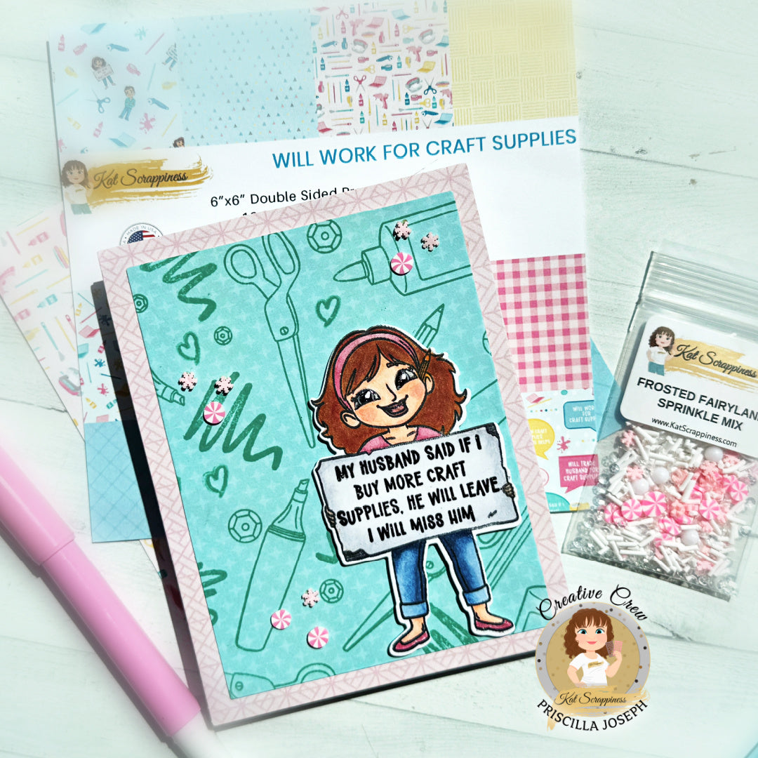 Will Work for Craft Supplies Stamp Set