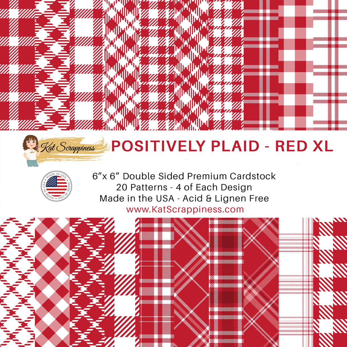 Positively Plaid 6x6 XL Paper Pack - Red