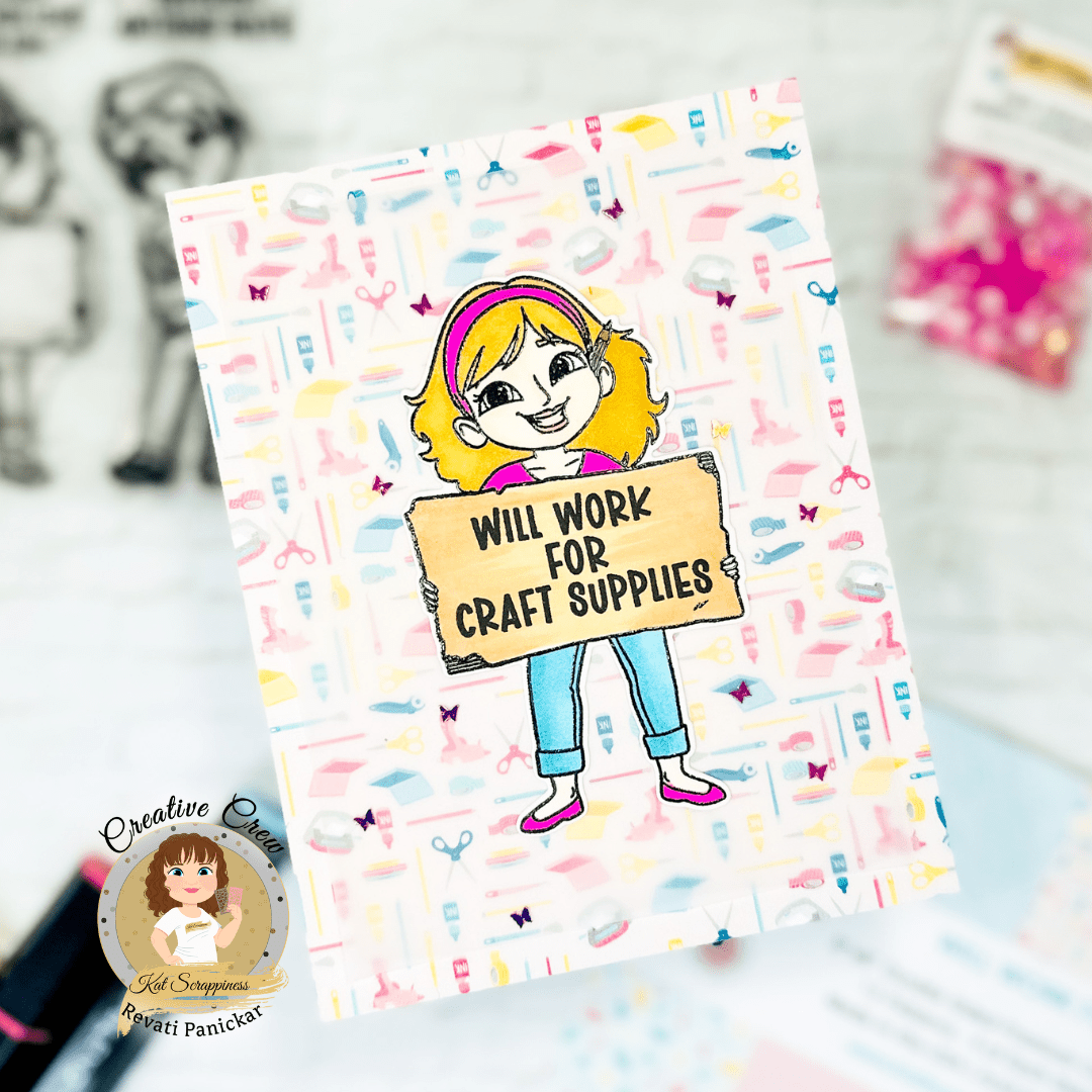 Will Work for Craft Supplies Stamp Set