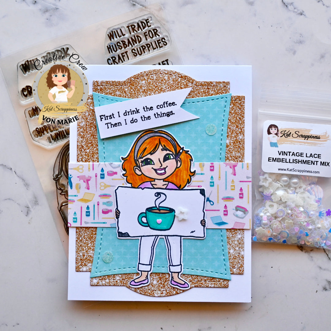 Will Work for Craft Supplies Stamp Set