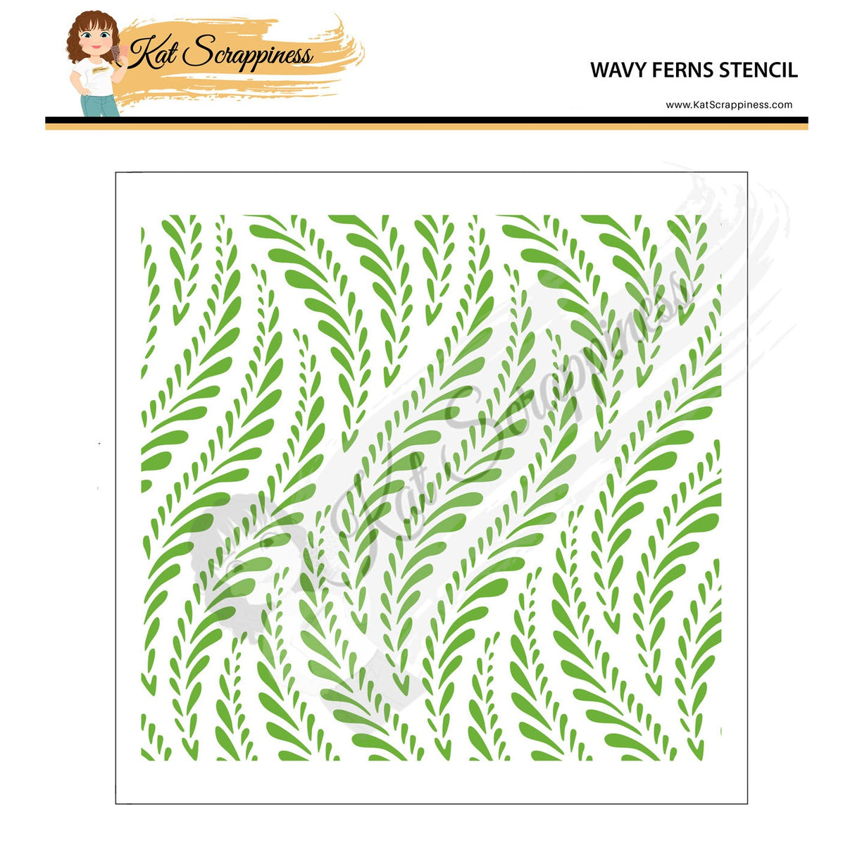 Wavy Ferns 6x6 Stencil