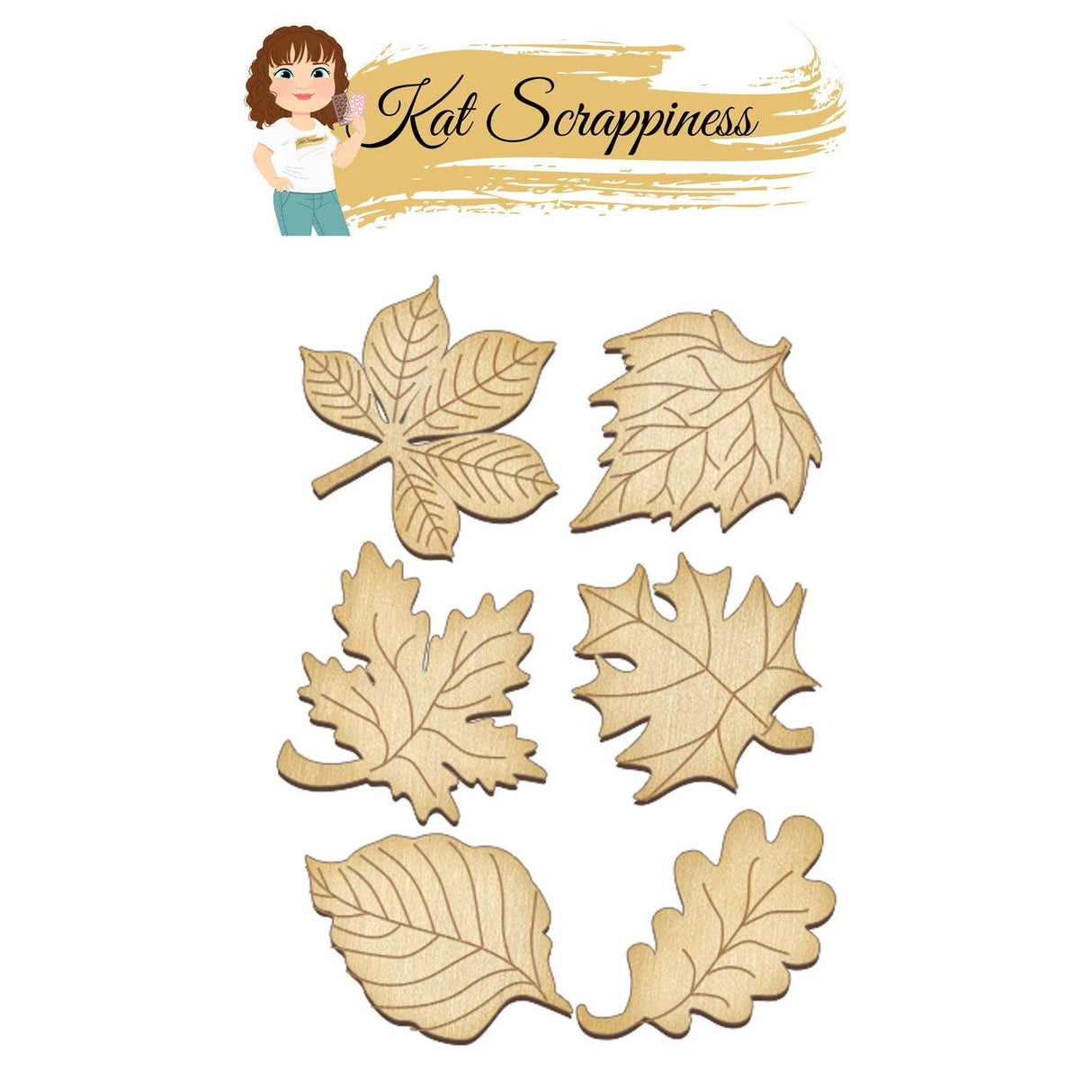 Autumn Leaves Wooden Badge Charms - 269