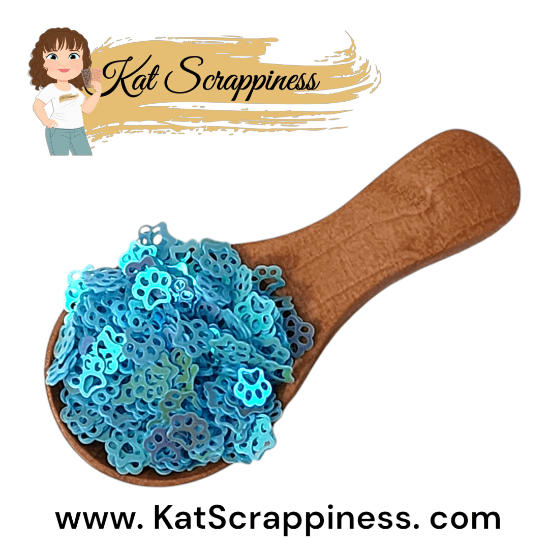 Blue Pawprint Sequins