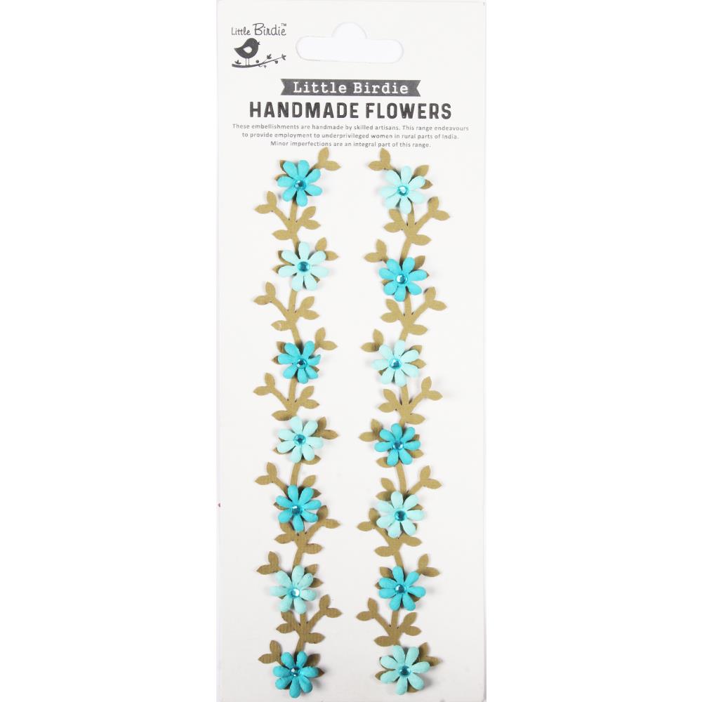 Blue Jewel Floral Vine 3d Handmade Embellishment Stickers