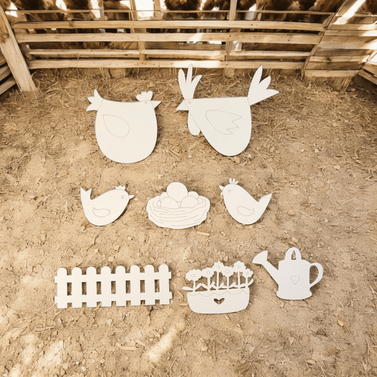 MDF Chicken Chipboard Embellishments - White