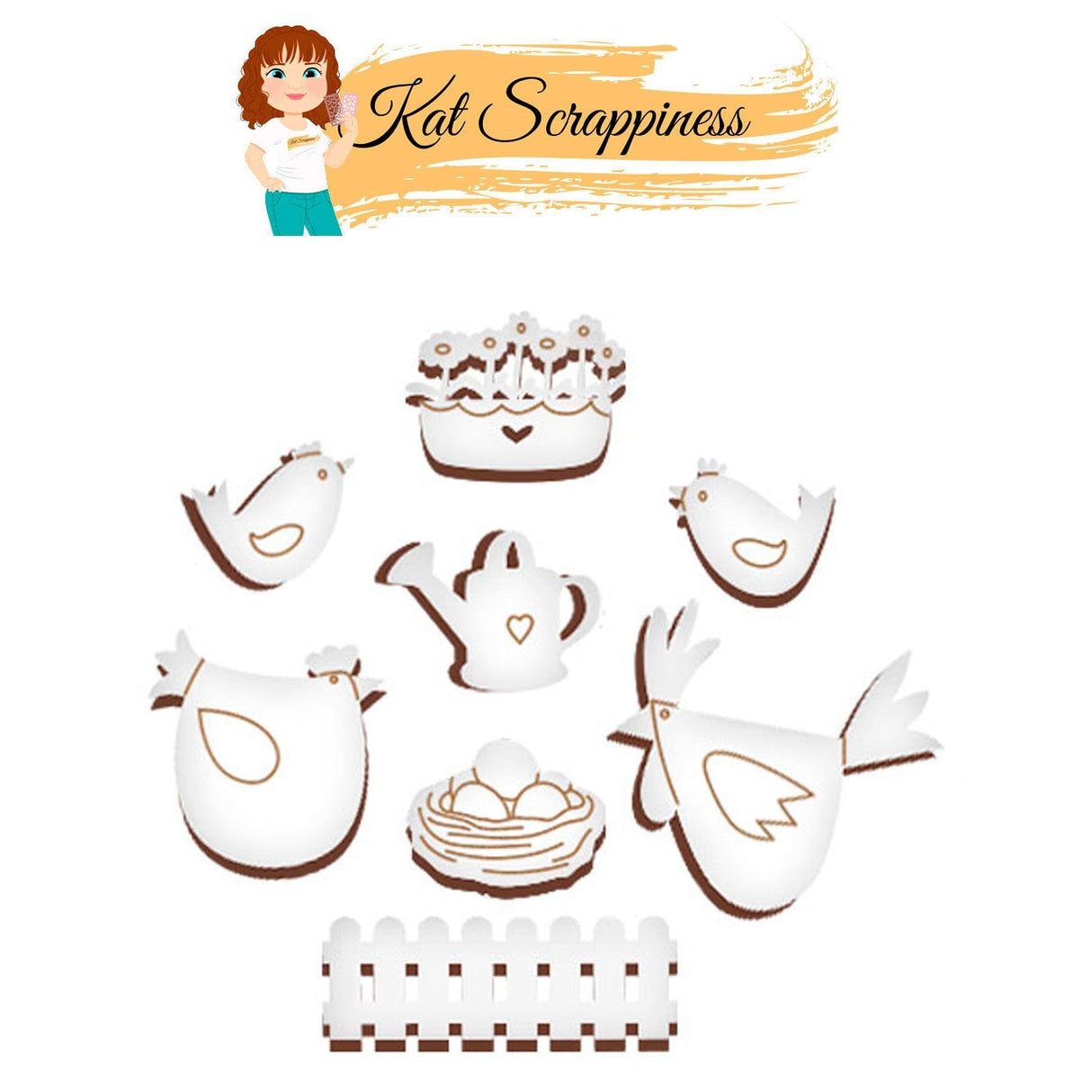 MDF Chicken Chipboard Embellishments - White