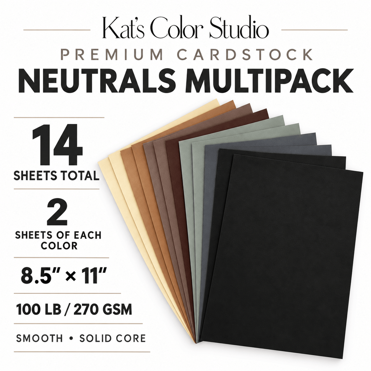 Kat’s Color Studio Premium Cardstock – Neutrals Multipack