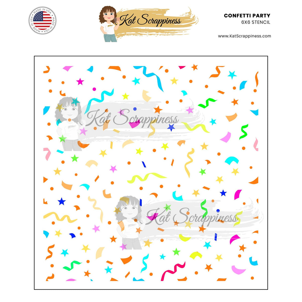 Confetti Party 6x6 Stencil