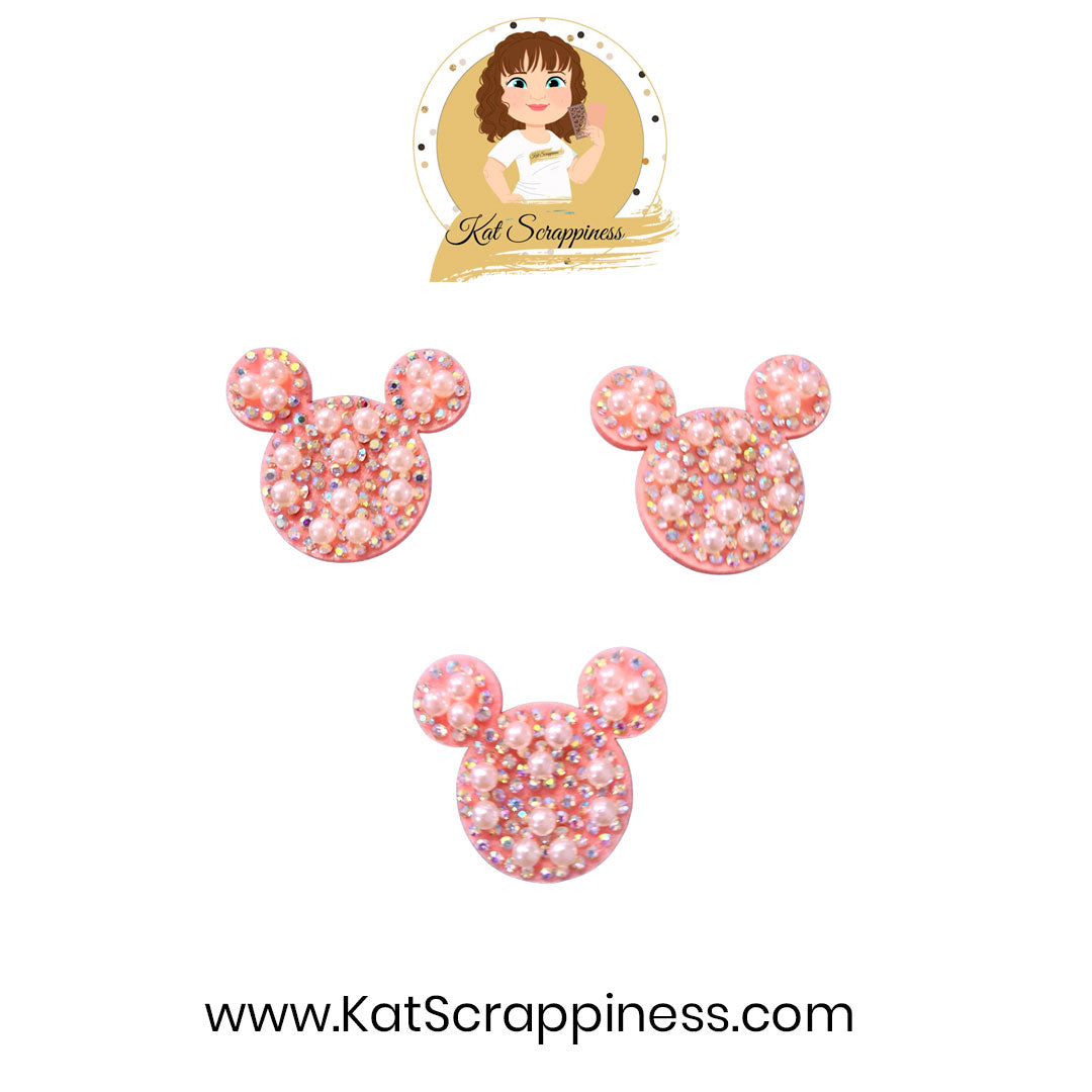 Dazzling Mouse Ear Felt Charms - Pink - 3pk - New Release!