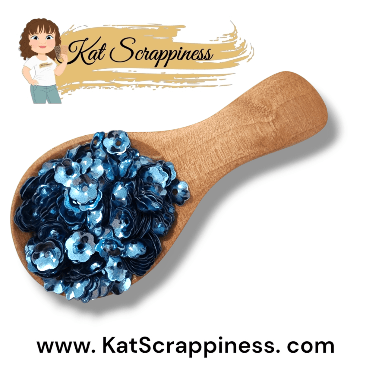 6mm Denim Blue Flower Blossom Sequins