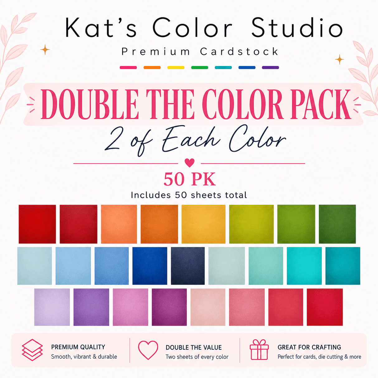 Kat's Color Studio - Premimum Cardstock - Double the Color - 50 sheets