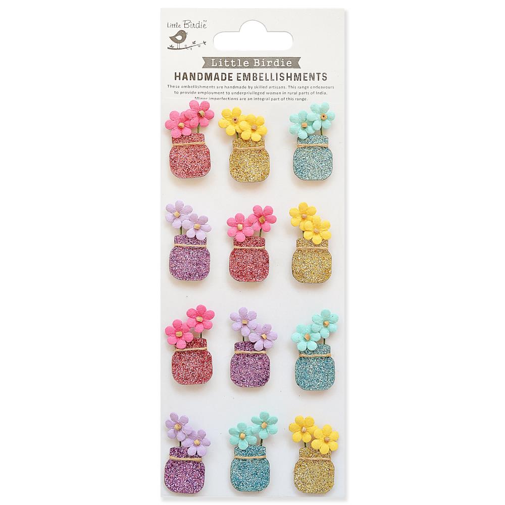 Flower Vase Mini Glitter 3d Handmade Embellishment Stickers