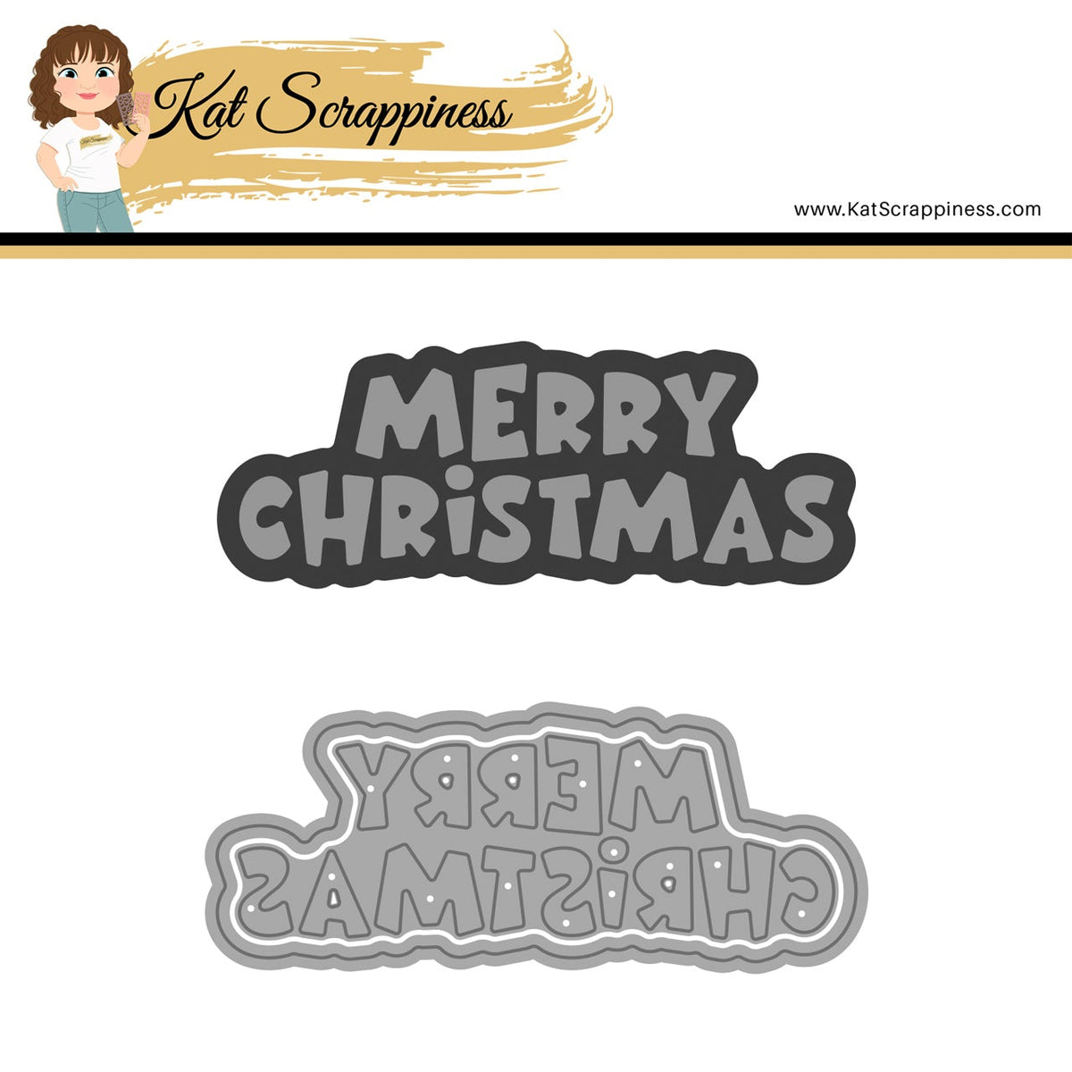Grouchy Merry Christmas Shadow Sentiment Craft Dies