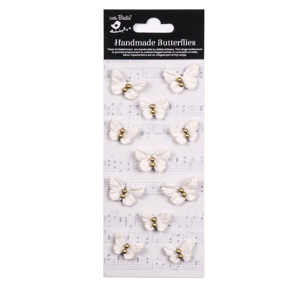 Ivory Pearl Butterflies Handmade Embellishment Stickers