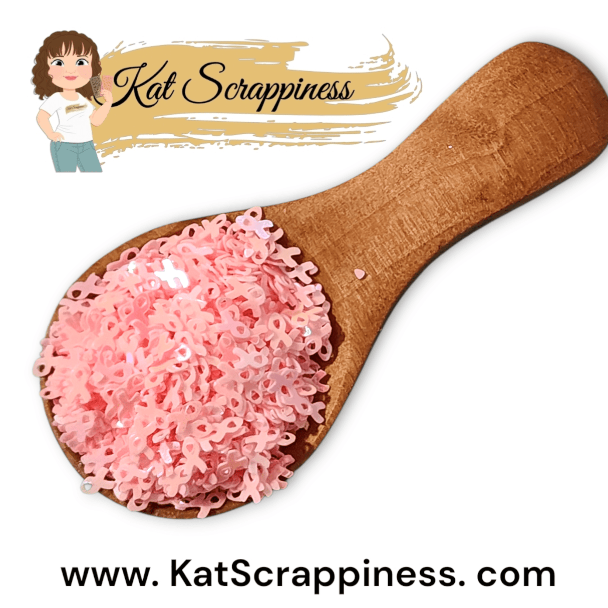 Pink Awareness Ribbon Sequins