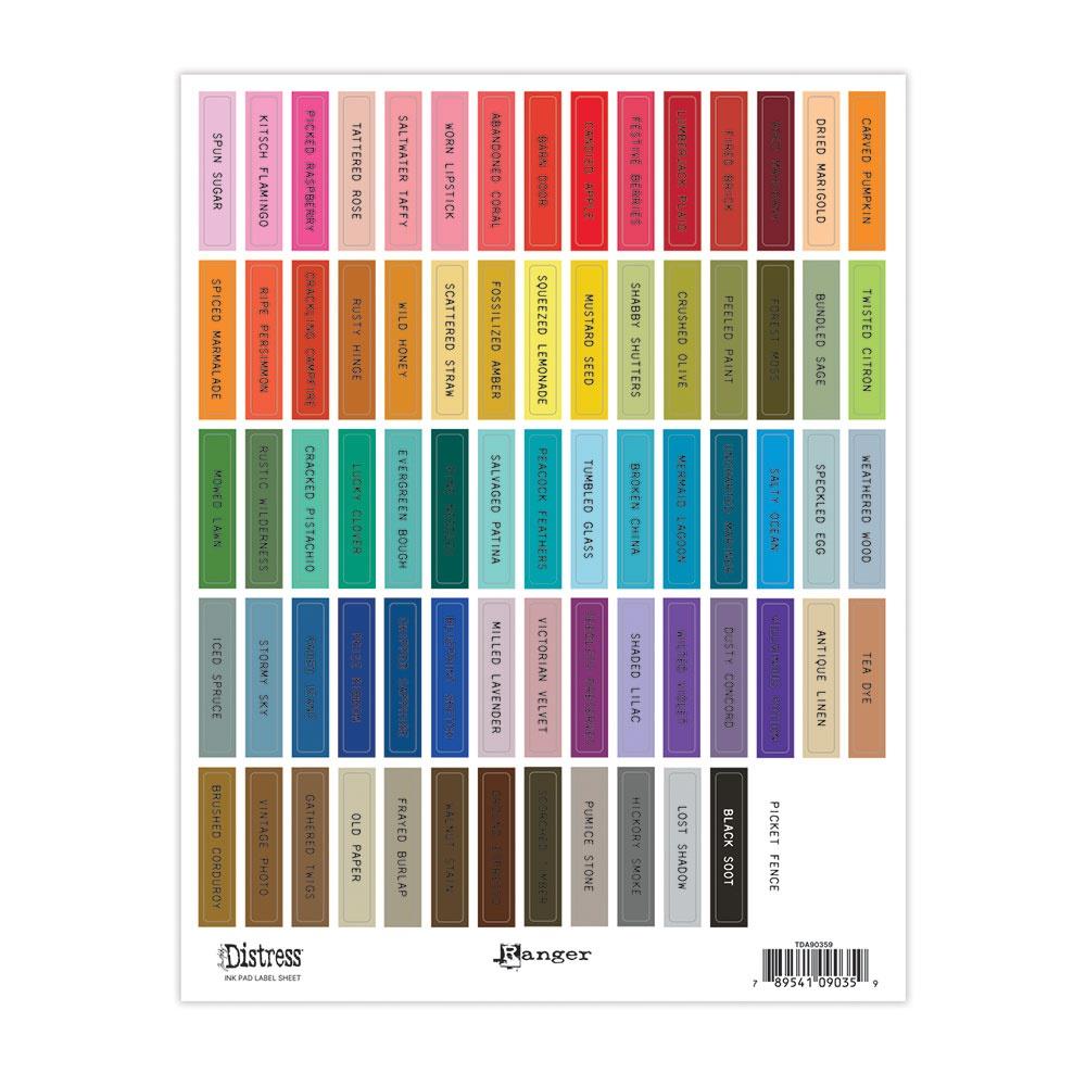 Tim Holtz Distress Ink Pad Label Sheets