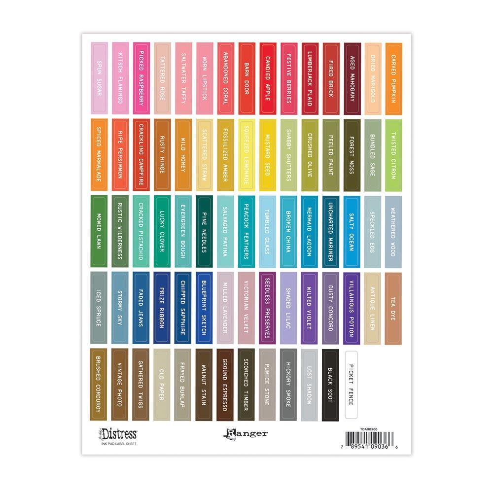Tim Holtz Distress Ink Pad Label Sheets