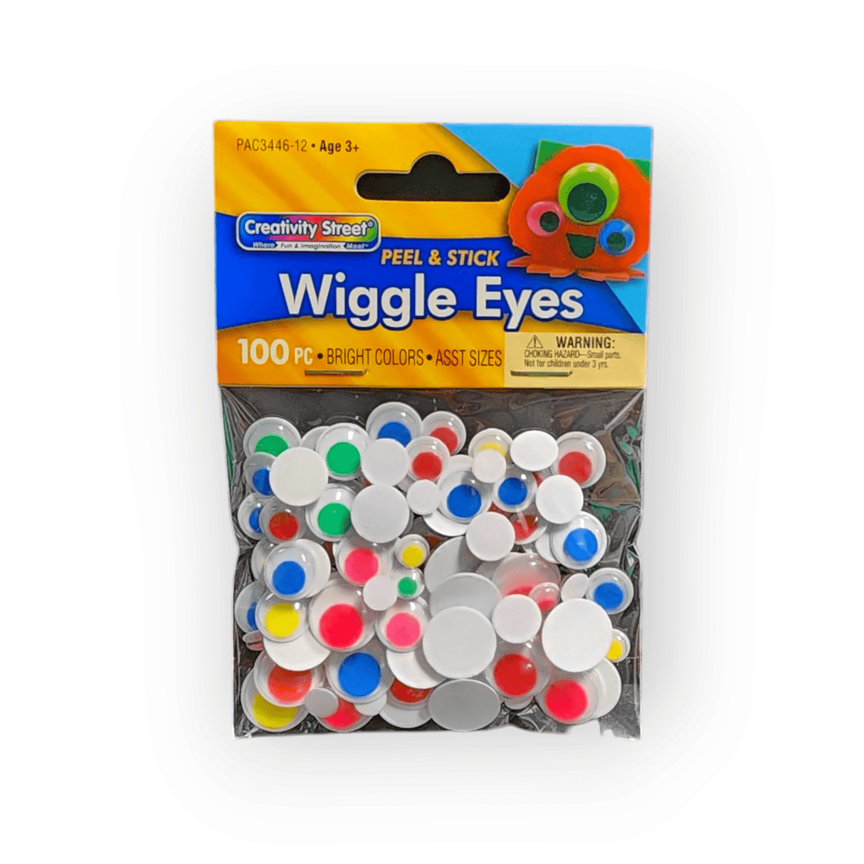 Peel & Stick Wiggle Eyes Assortment 100/Pk Brights