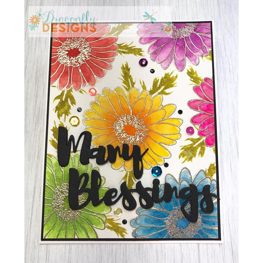 "Many Blessings" Brush Script Word & Sentiment Die by Kat Scrappiness - Kat Scrappiness