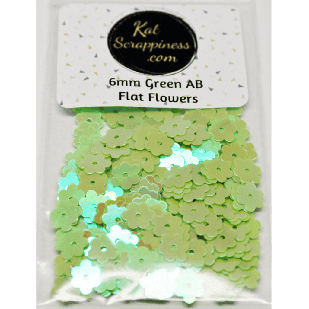 6mm Green AB Flat Flower Sequins Shaker Card Fillers - Kat Scrappiness