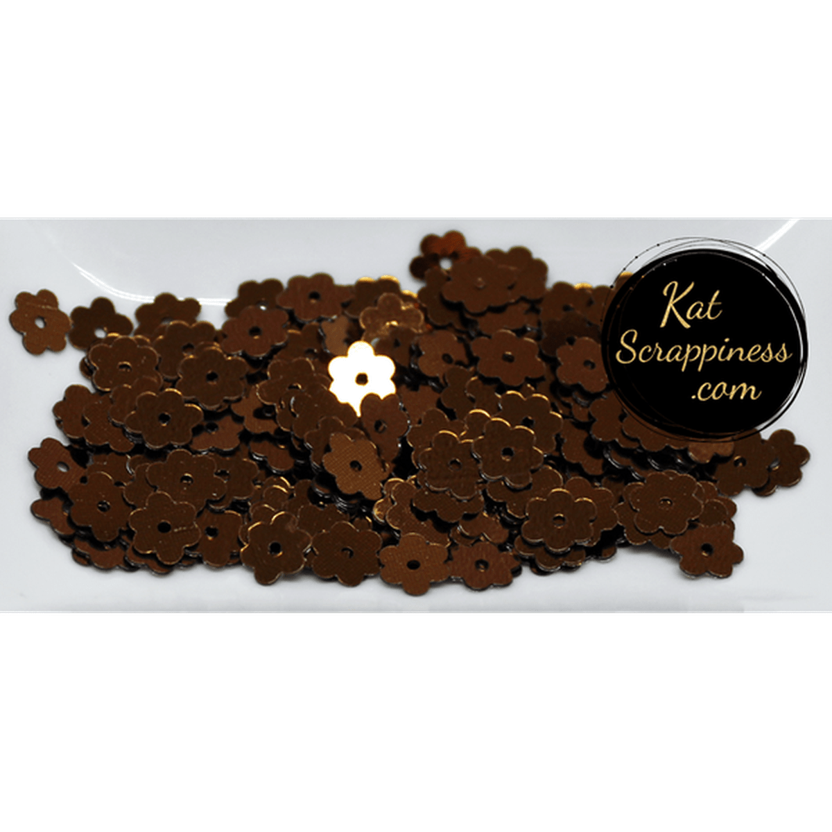 6mm Espresso Brown Flat Flower Sequins Shaker Card Fillers - Kat Scrappiness