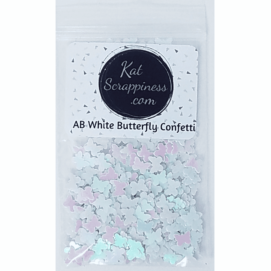 AB White Butterfly Confetti - Kat Scrappiness
