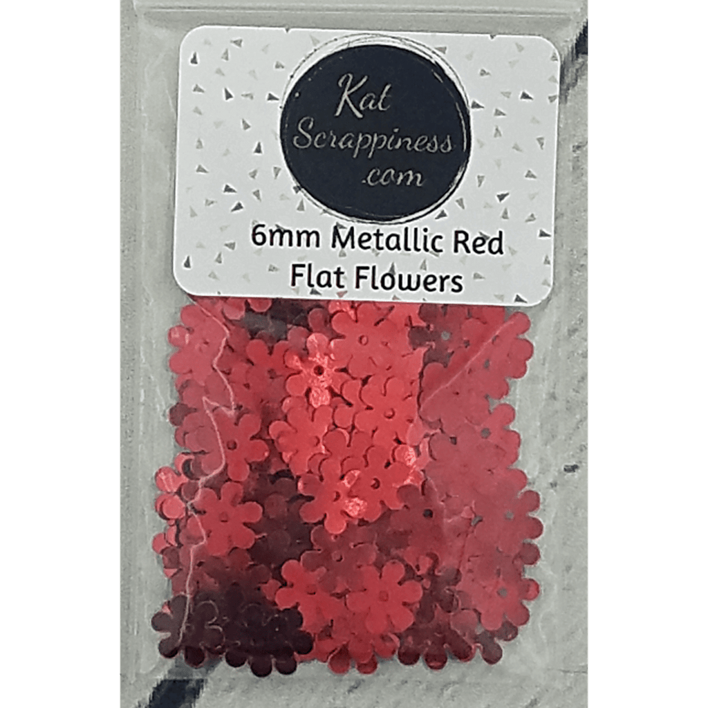 6mm Metallic Red Flat Flower Sequins Shaker Card Fillers - Kat Scrappiness