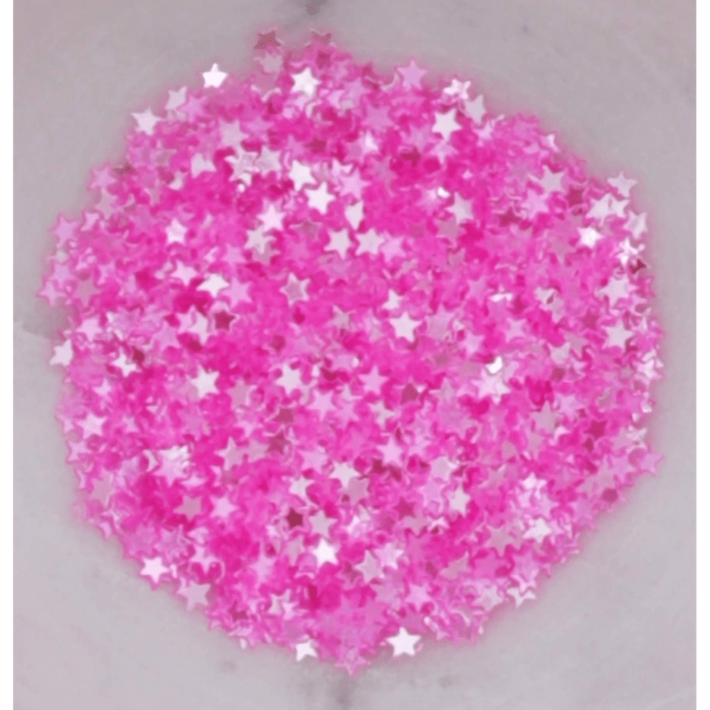 3mm Transparent Neon Pink Solid Star Sequins - Kat Scrappiness