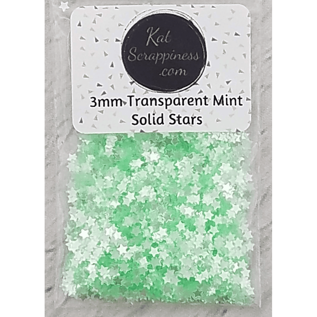 3mm Transparent Mint Solid Star Sequins - Kat Scrappiness