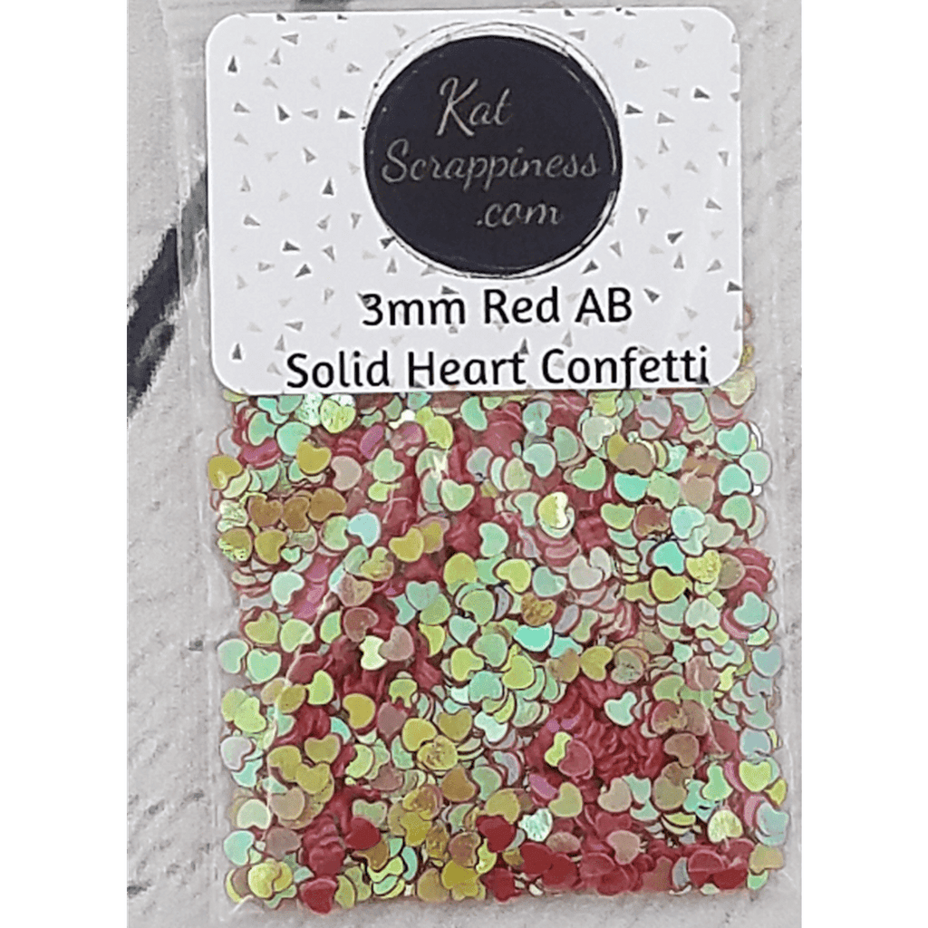 3mm Red AB Solid Heart Sequins - Kat Scrappiness