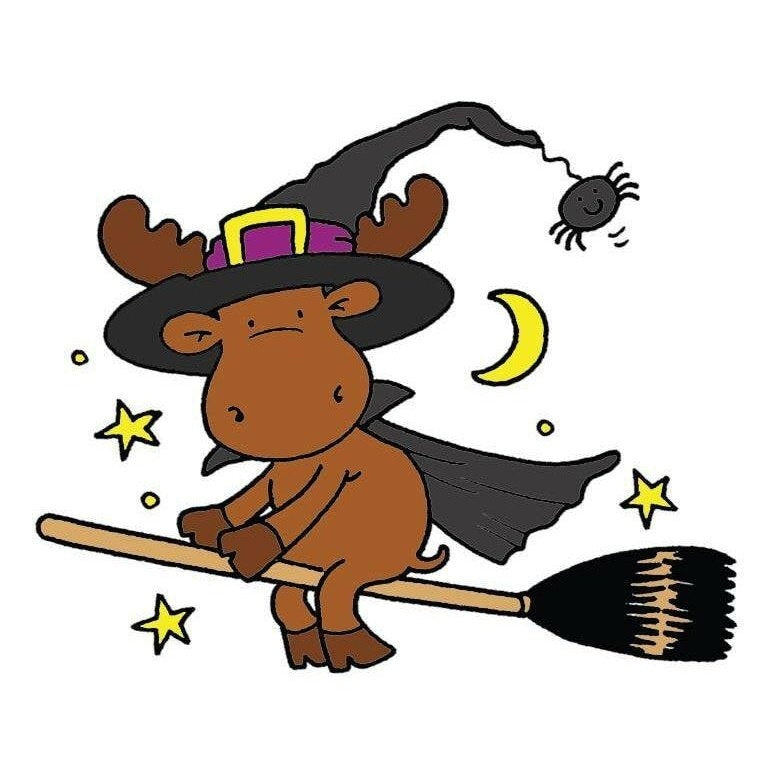 Witch on Broom Cling Stamp by Riley & Co