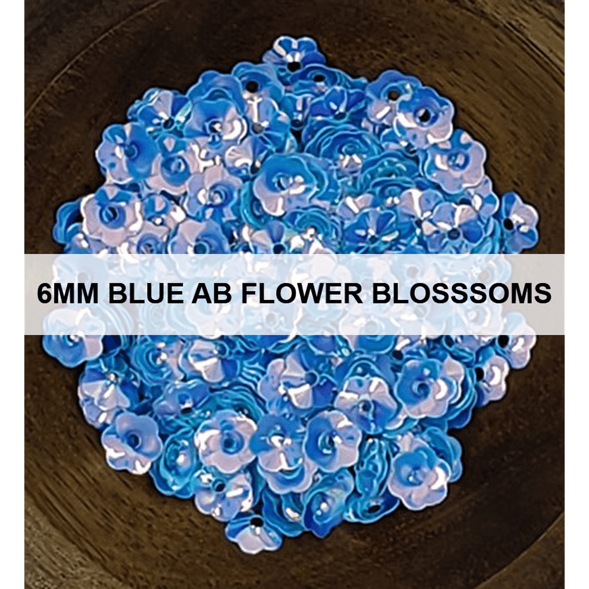6mm Blue AB Flower Blossom - Sequins - Kat Scrappiness