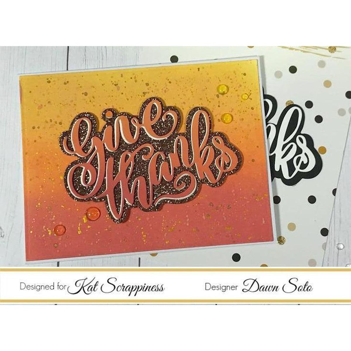 Give Thanks Word Die With Shadow by Kat Scrappiness - Kat Scrappiness