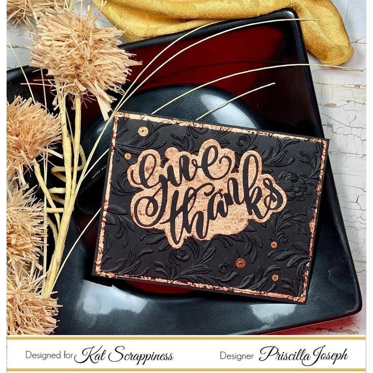 Give Thanks Word Die With Shadow by Kat Scrappiness - Kat Scrappiness