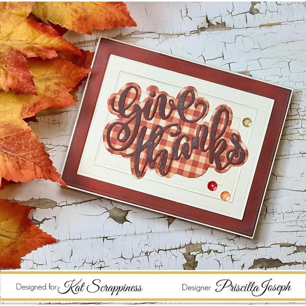 Give Thanks Word Die With Shadow by Kat Scrappiness - Kat Scrappiness