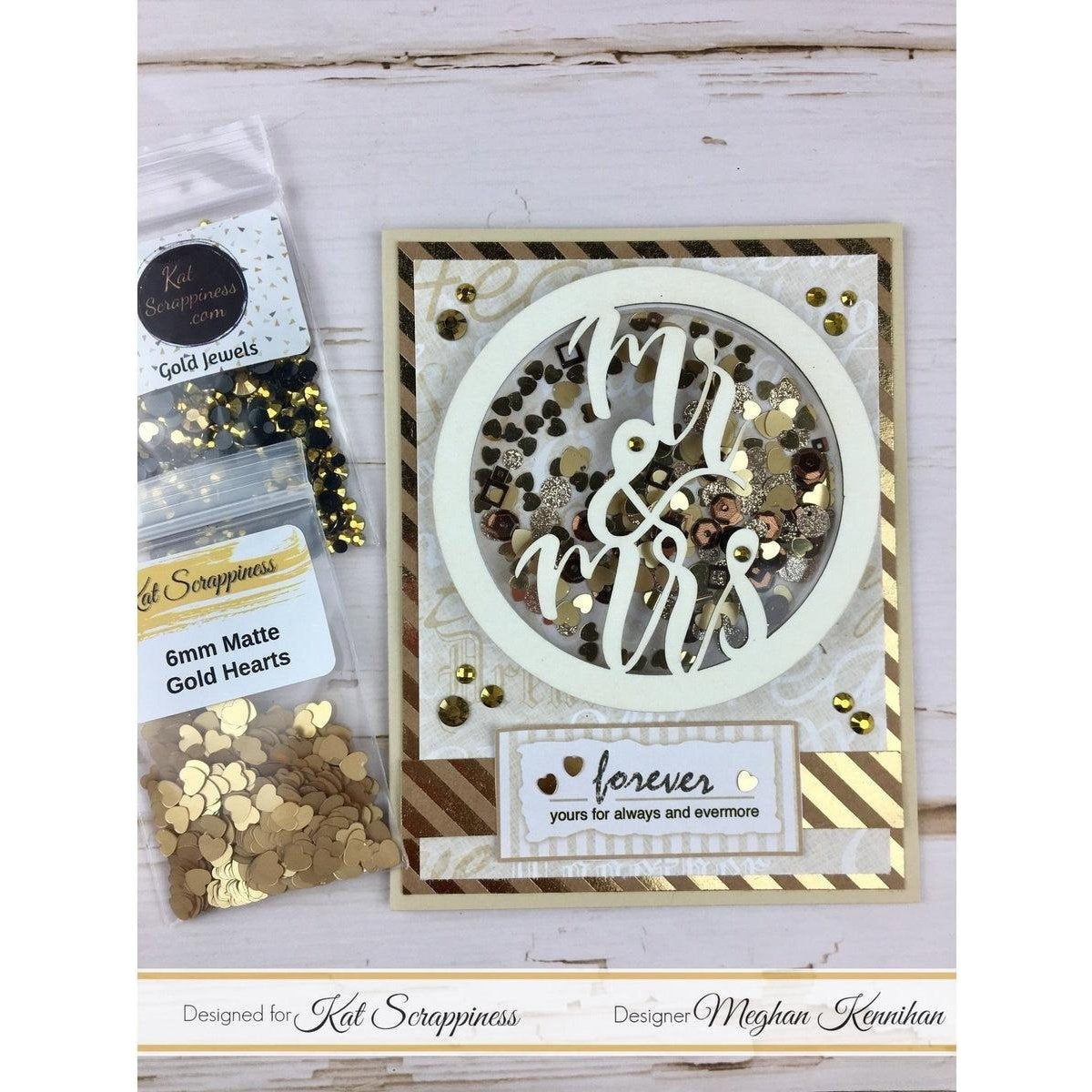 6mm Matte Gold Solid Heart Sequins - Kat Scrappiness