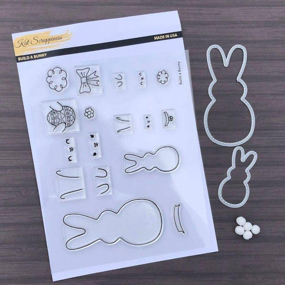 Build a Bunny 4X6 Stamp Set - Coordinates with our Stitched Bunny Outline Dies! - Kat Scrappiness