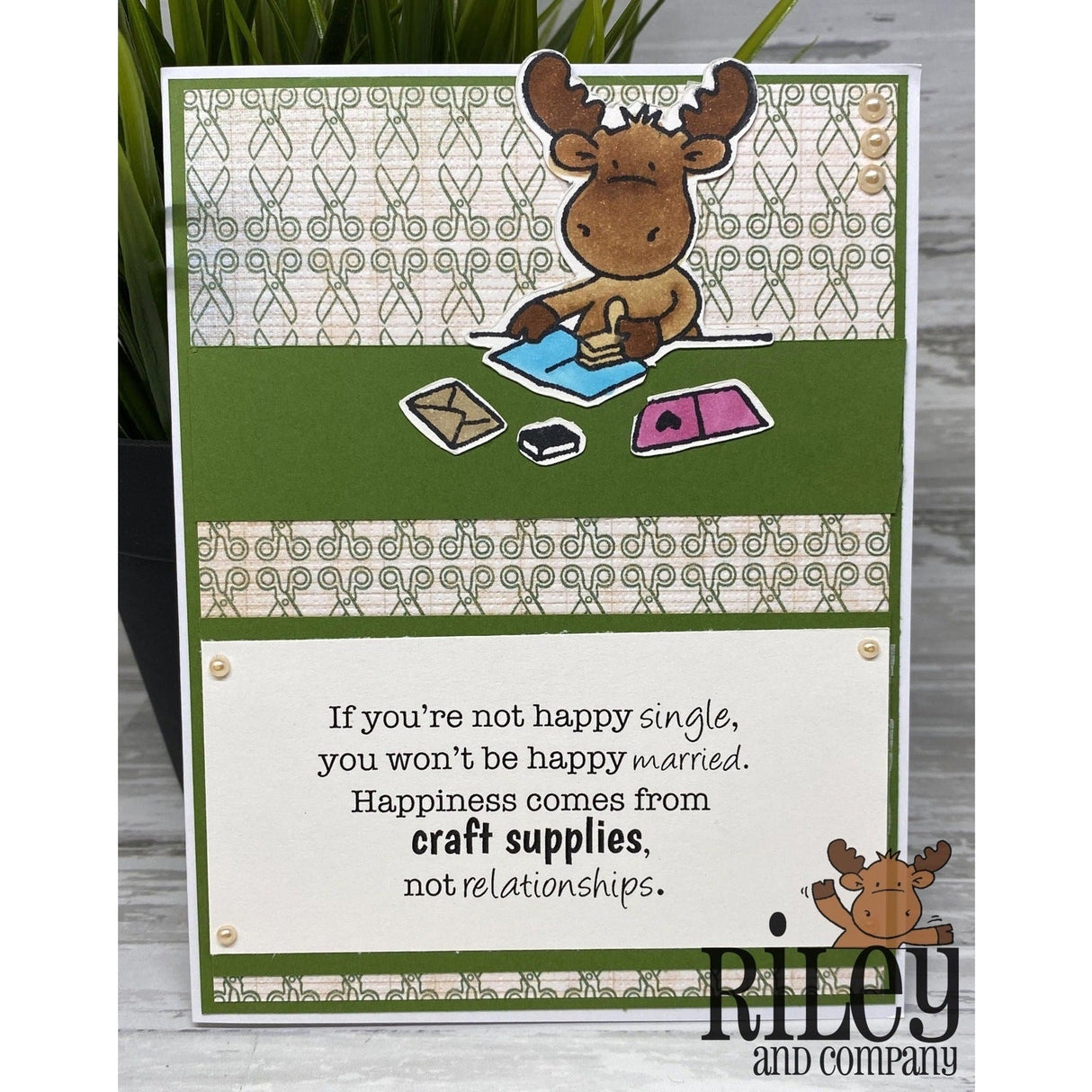Happiness comes from Craft Supplies Cling Stamp by Riley & Co
