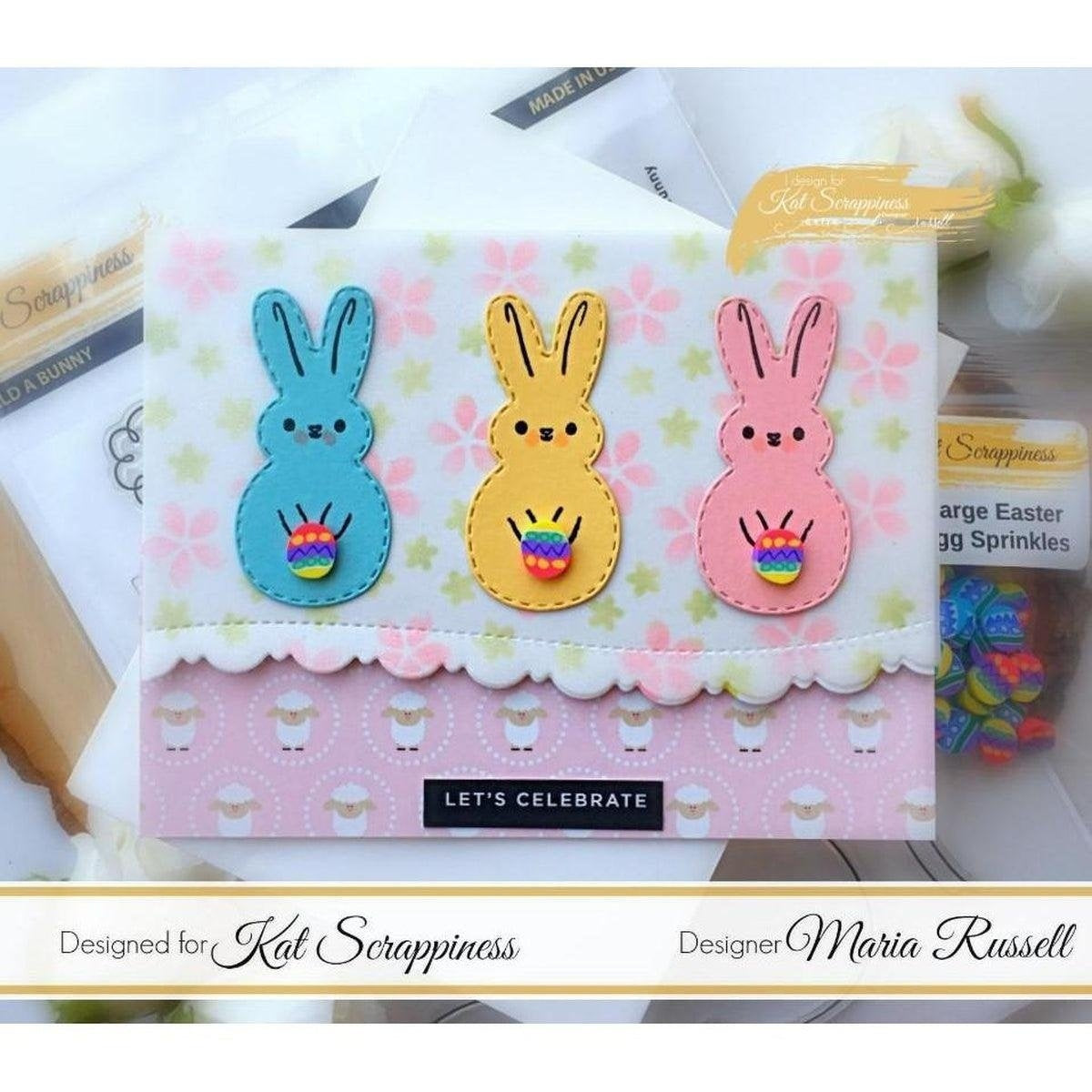 Build a Bunny 4X6 Stamp Set - Coordinates with our Stitched Bunny Outline Dies! - Kat Scrappiness