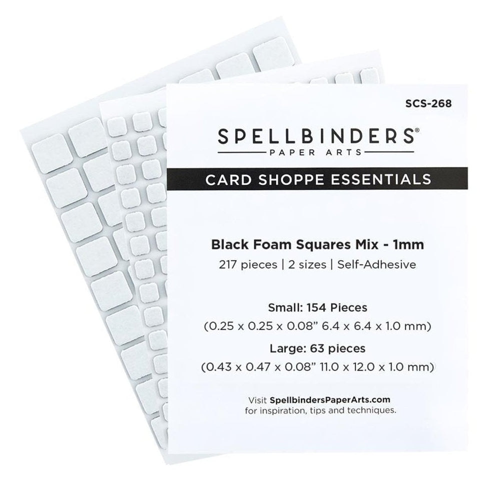 Spellbinders Card Shoppe Essentials Foam Squares Mix, Black, 1mm